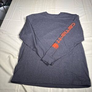 Carhartt Men's Charcoal Long Sleeve Tee with Orange Logo